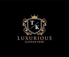 iniziale tk lettera reale lusso logo modello nel vettore arte per ristorante, regalità, boutique, bar, Hotel, araldico, gioielleria, moda e altro vettore illustrazione.