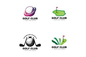 golf palla logo, vettore bastone golf. all'aperto gli sport gioco, disciplina disegno, icona modello