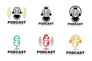 Podcast logo, vettore, cuffia e Chiacchierare, semplice Vintage ▾ microfono design vettore