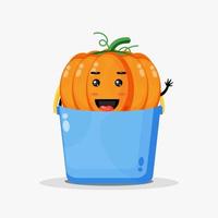 simpatica mascotte di zucca nel secchio vettore