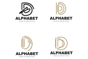 d lettera logo, semplice alfabeto disegno, moderno minimalista font vettore