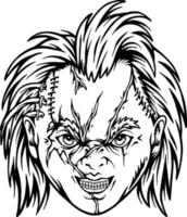 orrore bambole zombie testa monocromatico vettore illustrazioni per il tuo opera logo, merce maglietta, adesivi e etichetta disegni, manifesto, saluto carte pubblicità attività commerciale azienda o Marche