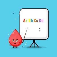 simpatica mascotte di sangue spiega l'alfabeto vettore