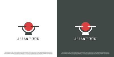 giapponese cibo logo design illustrazione. asiatico giapponese bastoncini ciotola piatto silhouette. semplice asiatico cultura cibo design. vettore