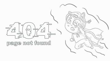 errore 404 pagina non trovato divertente sagomato poco uomo chibi con un' rotto filo illustrazione per design design vettore