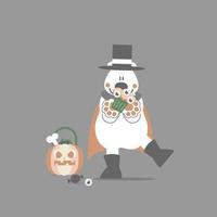 contento Halloween vacanza Festival con polare orso e zucca, piatto vettore illustrazione cartone animato personaggio design