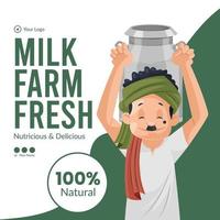 latte azienda agricola fresco nutriente e delizioso bandiera design modello vettore