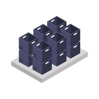 set di tabella con scatole isometriche su sfondo bianco vettore