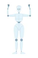 umanoide robot prestazione semi piatto colore vettore carattere. simile a quello umano danza movimento. modificabile pieno corpo figura su bianca. semplice cartone animato stile individuare illustrazione per ragnatela grafico design e animazione