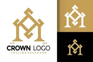 lettera m reale corona logo vettore icona illustrazione