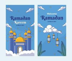 Ramadan kareem celebrazione bandiera modello sfondo vettore