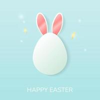 contento Pasqua saluto carta, manifesto, bandiera modello. vettore carta con carino Pasqua uovo con coniglio orecchie e razzi nel cartone animato stile. vettore illustrazione