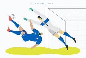 Illustrazione piana di vettore del carattere di calcio della coppa del Mondo dell'Italia