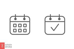 calendario linea icona. semplice schema stile. Data, pianificatore, pittogramma, giorno, mese, orario, tempo evento organizzatore simbolo concetto. vettore illustrazione isolato su bianca sfondo. modificabile ictus eps 10.