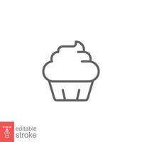 Cupcake icona. semplice schema stile. forno, torta, dolce, focaccina, cucina, ristorante concetto. magro linea simbolo. vettore illustrazione isolato su bianca sfondo. modificabile ictus eps 10.