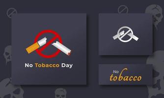 mondo no tabacco giorno saluto carta bandiera per no fumo vettore illustrazione