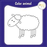 carino cartone animato animale - colorazione pagina per bambini. educativo gioco per bambini. vettore illustrazione. colore pecora
