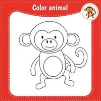 carino cartone animato animale - colorazione pagina per bambini. educativo gioco per bambini. vettore illustrazione. colore scimmia