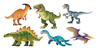 impostato di cartone animato dinosauro personaggi vettore illustrazione