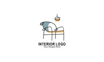 interno minimalista camera, galleria mobilia logo design vettore