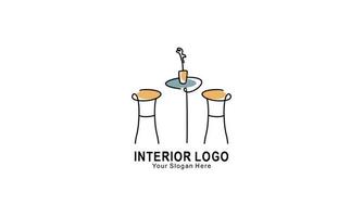 interno minimalista camera, galleria mobilia logo design vettore