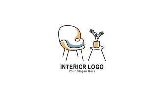 interno minimalista camera, galleria mobilia logo design vettore