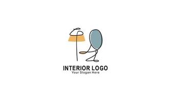 interno minimalista camera, galleria mobilia logo design vettore