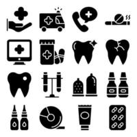 confezione di icone solide accessori medici vettore