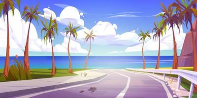 estate tropicale sfondo con palma e strada vettore