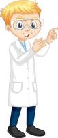 un personaggio dei cartoni animati ragazzo che indossa camice da laboratorio vettore