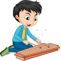 personaggio di un ragazzo che gioca xilofono su sfondo bianco