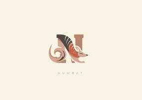 numbat n monogramma, vettore logo