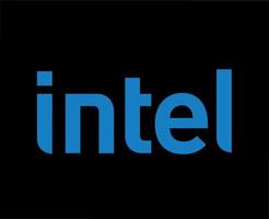 Intel marca logo Software computer simbolo blu design vettore illustrazione con nero sfondo