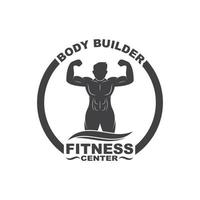 bodybuilder fitness Palestra icona logo distintivo vettore illustrazione