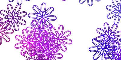 struttura di doodle di vettore viola chiaro, rosa con fiori.