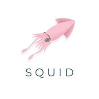carino calamaro cartone animato vettore illustrazione logo