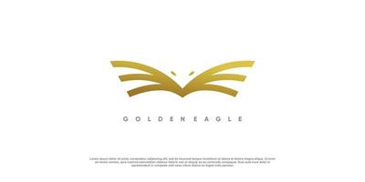 aquila logo design con d'oro minimalista concetto idea vettore