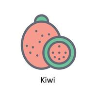 Kiwi vettore riempire schema icone. semplice azione illustrazione azione