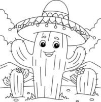 cinco de mayo cactus colorazione pagina per bambini vettore