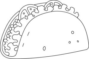 tacos isolato colorazione pagina per bambini vettore