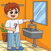ragazzo conservando acqua colorato cartone animato illustrazione vettore