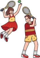 coppia giocando tennis illustrazione nel scarabocchio stile vettore