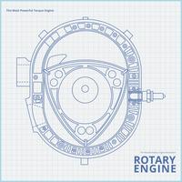Illustrazione del disegno del motore dell'automobile rotante. vettore