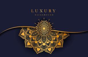 sfondo di lusso con ornamento mandala arabesco islamico oro su superficie scura vettore