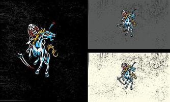 bianca cavallo e cranio vettore illustrazione portafortuna design