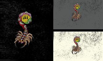 scorpione mostro vettore illustrazione portafortuna design