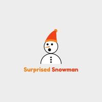 unico pupazzo di neve logo con un' sorpreso espressione. vettore