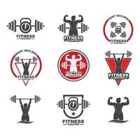 bodybuilder fitness Palestra icona logo distintivo vettore illustrazione