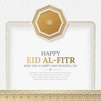 eid mubarak Arabo islamico sociale media inviare design con arabesco confine e foto telaio vettore