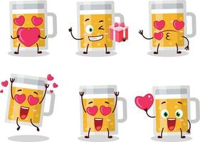 boccale di birra cartone animato personaggio con amore carino emoticon vettore